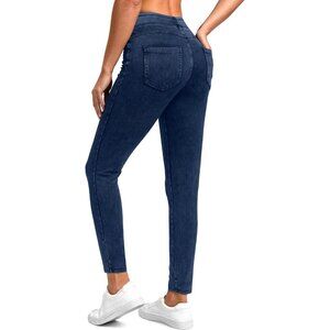 Stretchy Womens Jeggings High Waisted Tummy Control Skinny Jeans Pockets